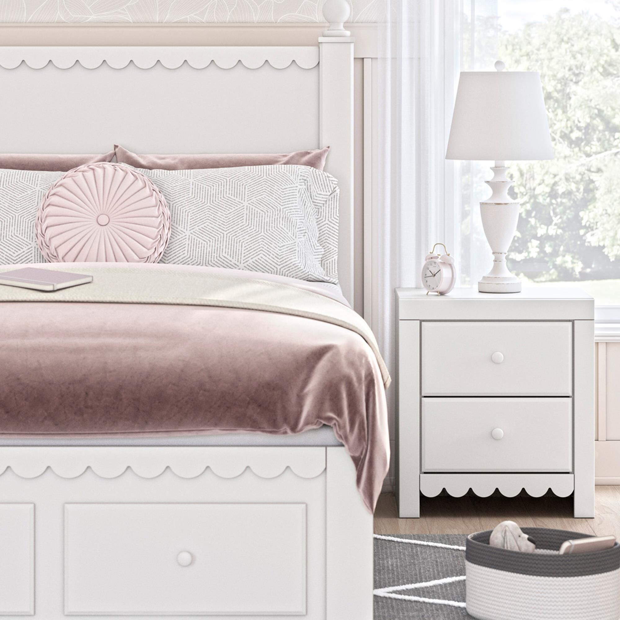 Ashley Mollviney 2-Drawer Nightstand in Matte White