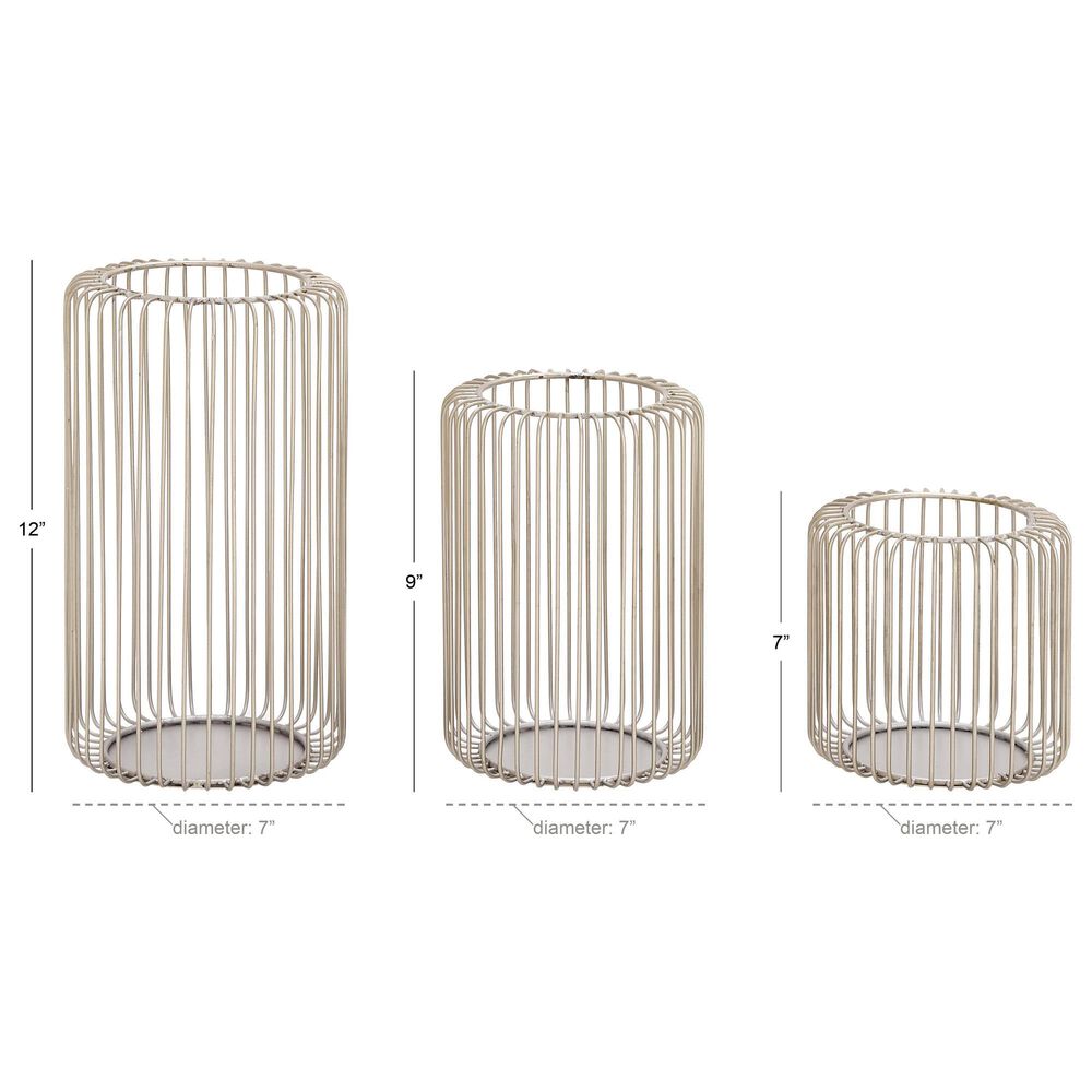 Maple and Jade Metal Lantern in Silver &#40;Set of 3&#41;, , large