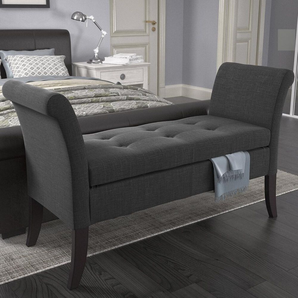 CorLiving Antonio Storage Bench in Dark Grey, , large