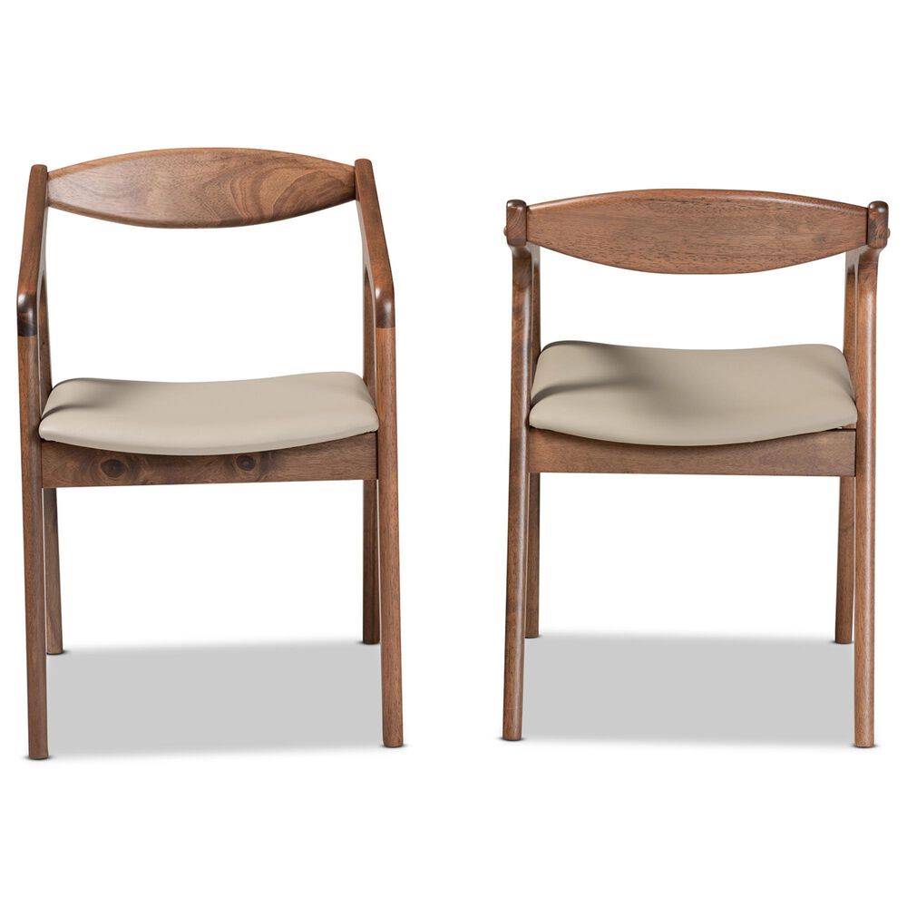 Baxton Studio Harland Arm Chair with Grey Cushion in Walnut Brown (Set of 2), , large