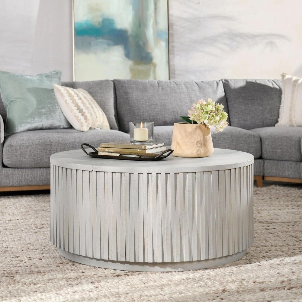 Classic Home Mrytle Round Lift-Top Coffee Table in Mango Wood, , large