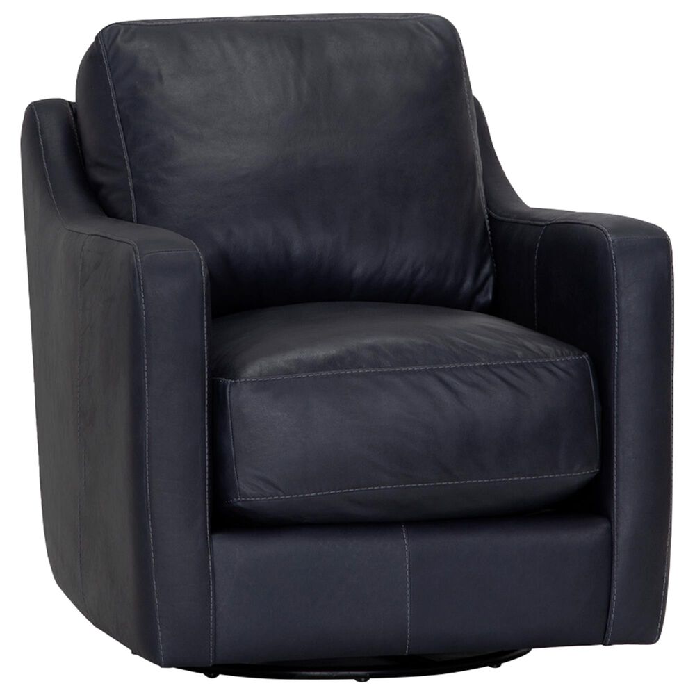 Moore Furniture Chelsea Swivel Chair in Notte, , large