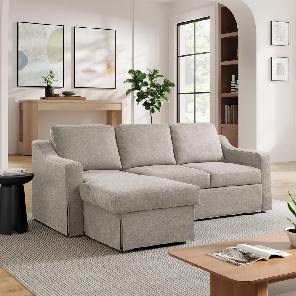Lifestyle Solutions Haddington Stationary Convertible Sleeper Sofa with Chaise in Flax, , large