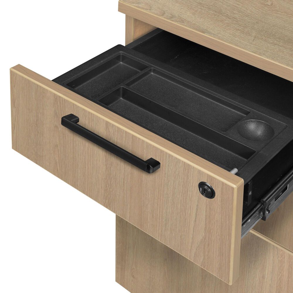 Regency Global Sourcing Legacy 66" L-Shaped Desk with Double Full Pedestal Drawer Unit in Noble Oak, , large