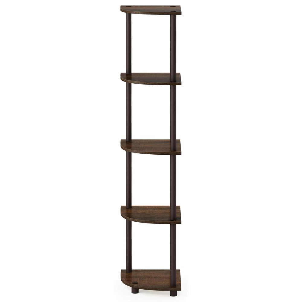 HOMLUX 5-Tier Modern Tall Corner Open Bookshelf in Walnut and Brown, , large