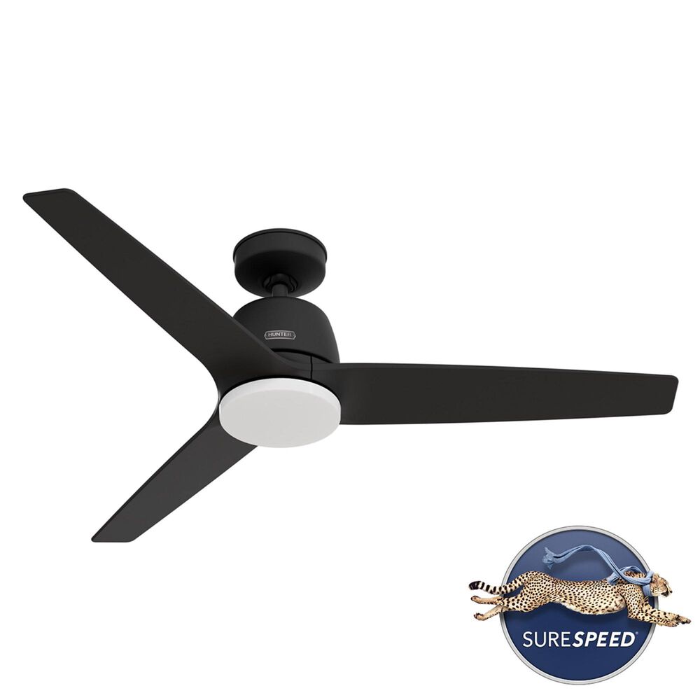 Hunter 52&quot; Malden Matte Black Ceiling Fan with LED Light Kit and Handheld Remote, , large