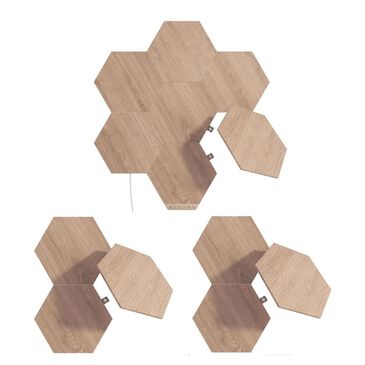 Nanoleaf Elements Wood 7-Piece Smarter Kit + 2 Elements Wood 3-Piece Expansion Packs, , large