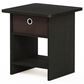 HOMLUX 1-Drawer Modern Nightstand with Open Shelf in Espresso, , large