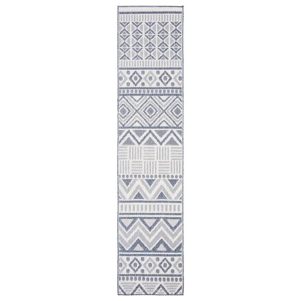 Safavieh Bermuda 2" x 10" Cream and Navy Indoor/Outdoor Performance Runner, , large
