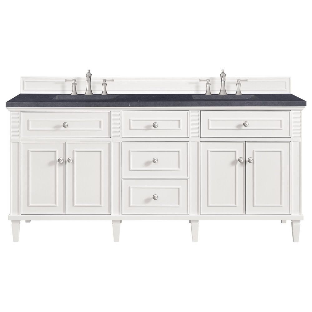 James Martin Vanities Lorelai 72&quot; Double Vanity in Bright White with 3 cm Charcoal Soapstone Quartz Top, , large