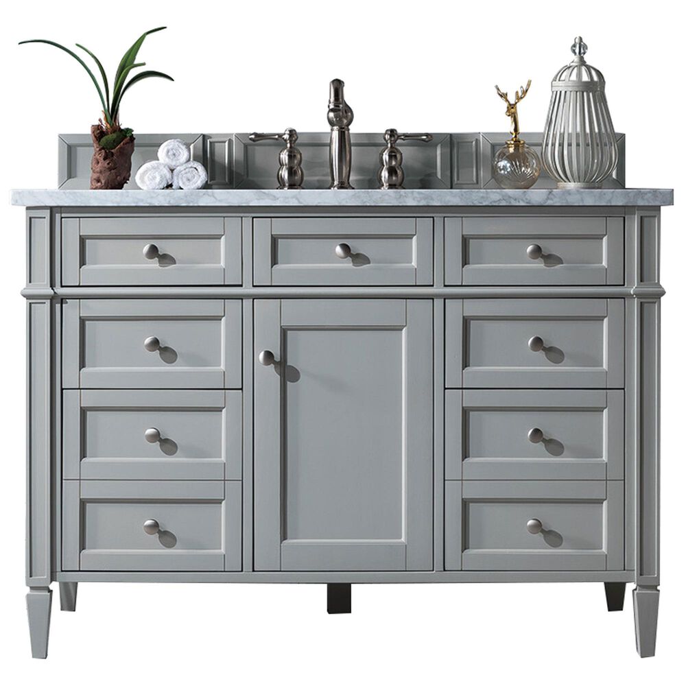 James Martin Vanities Brittany 48&quot; Single Bathroom Vanity in Urban Gray with 3 cm Carrara White Marble Top and Rectangle Sink, , large