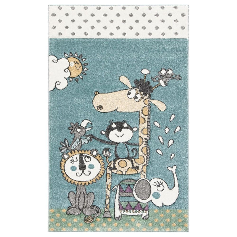 Safavieh Carousel CRK185 3"3" x 5"3" Ivory and Blue Kids Area Rug, , large