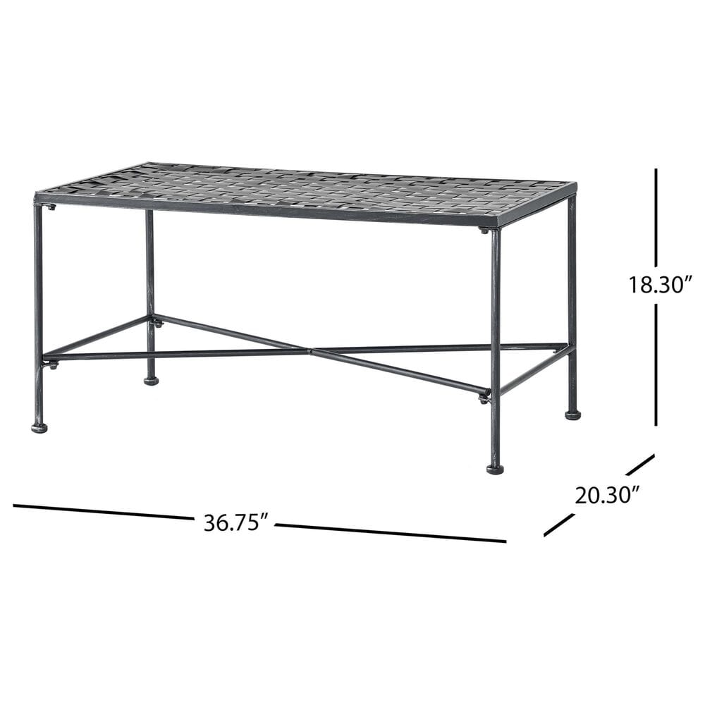 Hearth and Haven Luna Outdoor Metal Coffee Table with Lattice Top in Black, , large