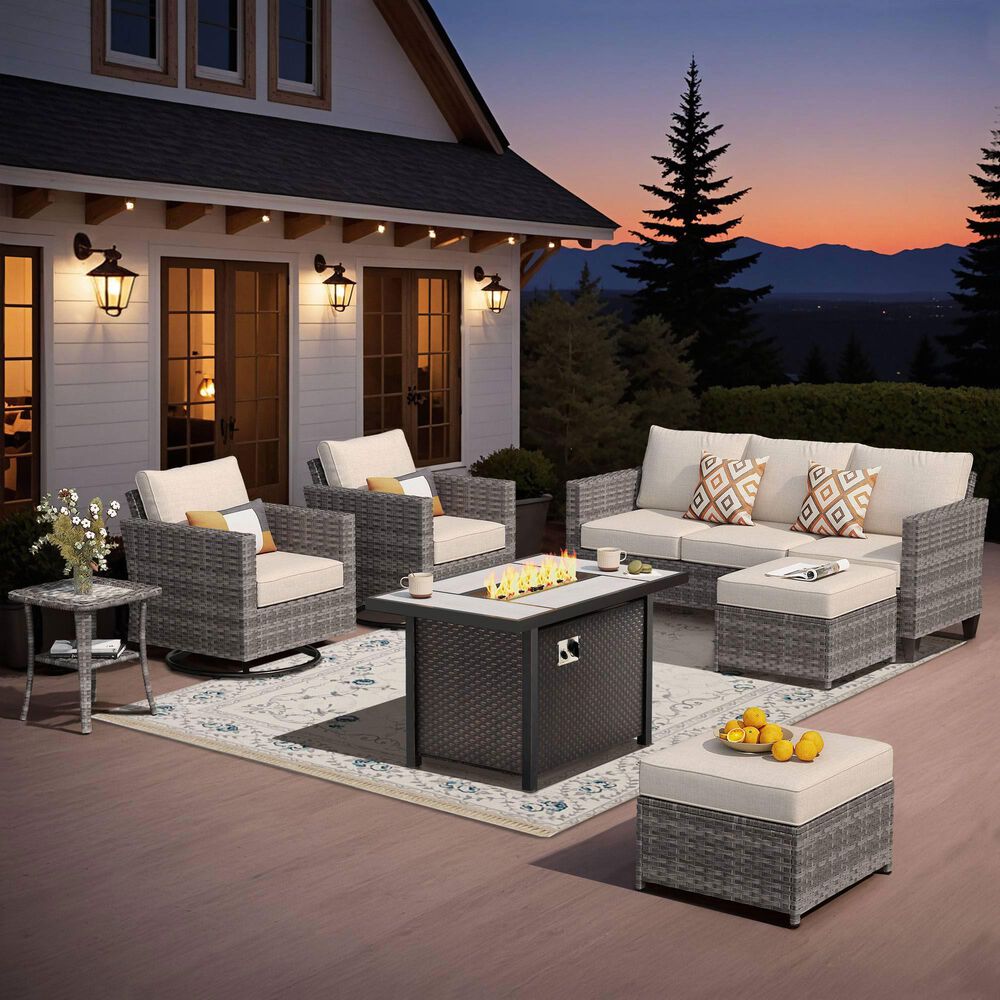 HOMLUX 7 Piece Outdoor Patio Set in Beige, , large