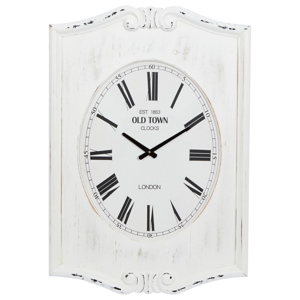 Maple and Jade Farmhouse Wall Clock in Whitewashed, , large