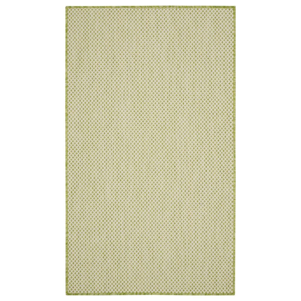 Nourison Courtyard Ivory and Green 3&#39; x 5&#39; Indoor/Outdoor Area Rug, , large