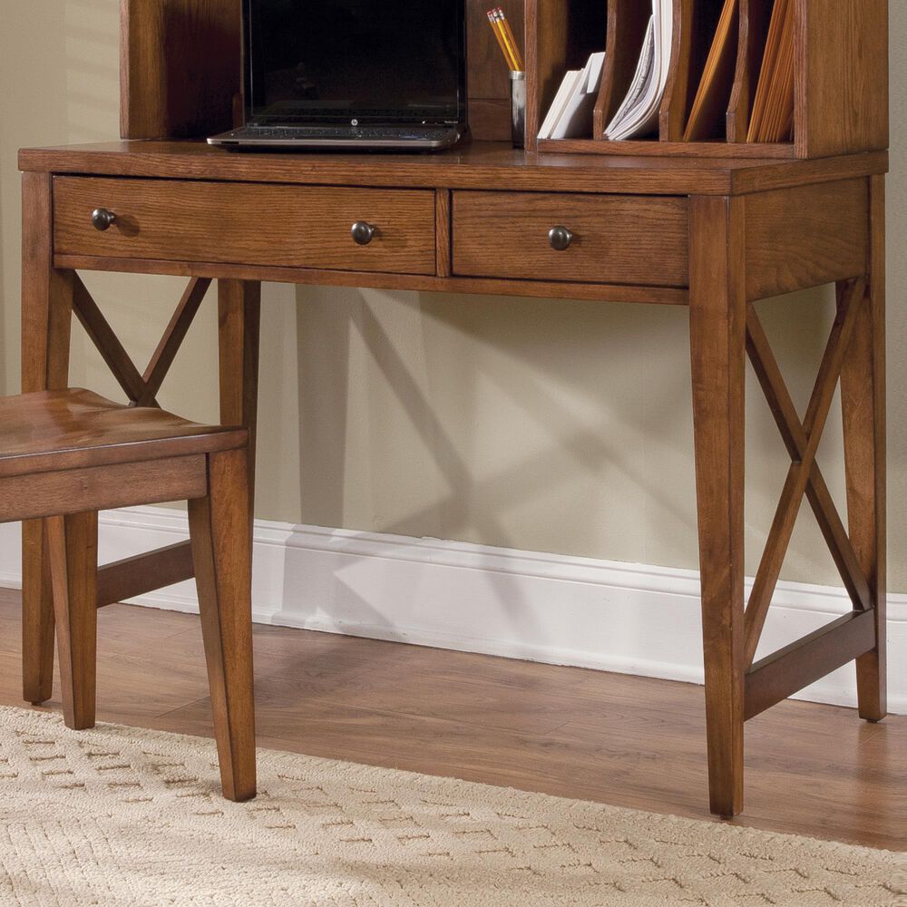 Liberty Hearthstone Ridge Writing Desk in Dark Brown with Rustic Oak Finish, , large