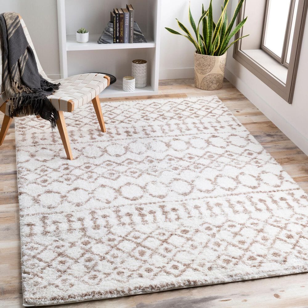 37B Aliyah Shag Tan and Cream 6&#39;7&quot; x 9&#39; Area Rug, , large