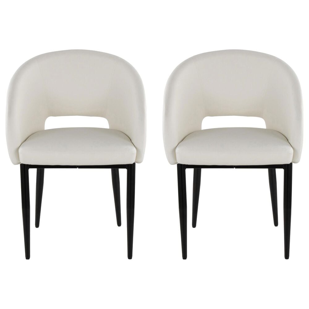 LumiSource Renee Upholstered Contemporary Chair in Black Metal and White Faux Leather by LumiSource, , large