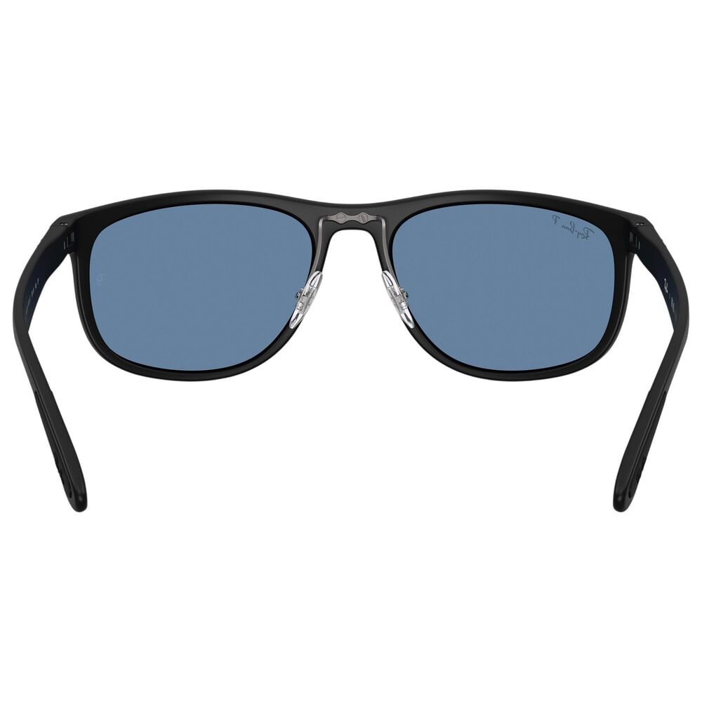 Rayban Glasses Sunglasses with Polarized Blue Lenses in Matte Sand Black, , large
