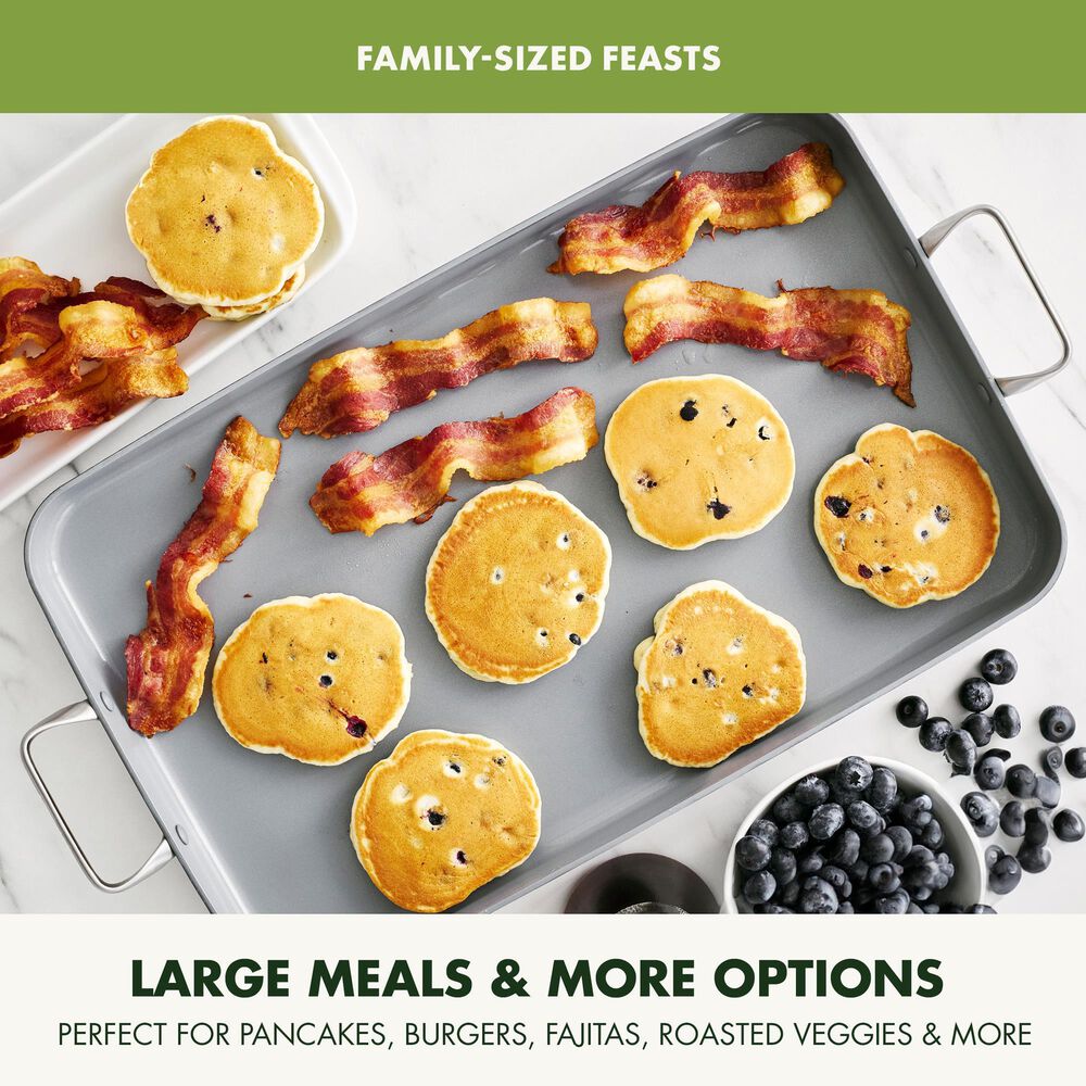 Green Pan Valencia Pro 18" x 11" Ceramic Nonstick Double Griddle in Grey, , large