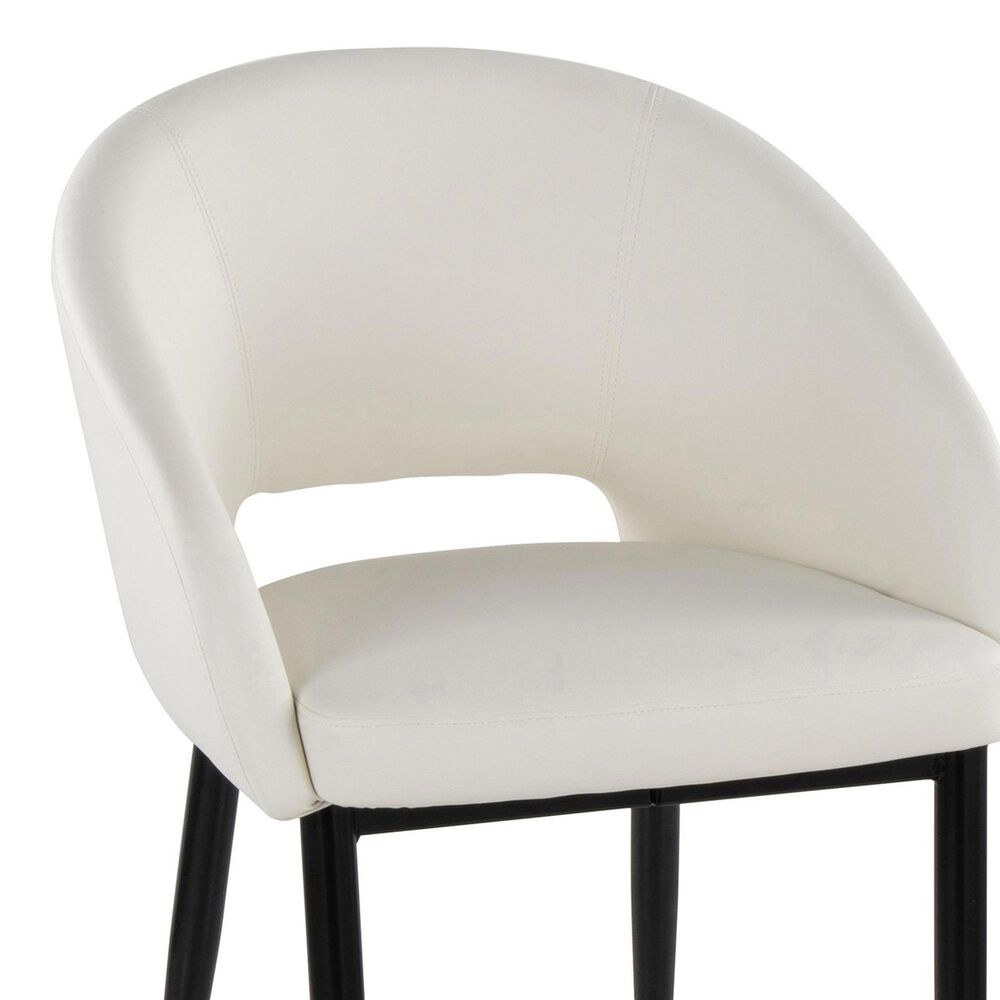 LumiSource Renee Upholstered Contemporary Chair in Black Metal and White Faux Leather by LumiSource, , large