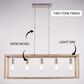 Vaxcel Pratt 5-Light Linear Chandelier in Satin Nickel and Light Oak, , large