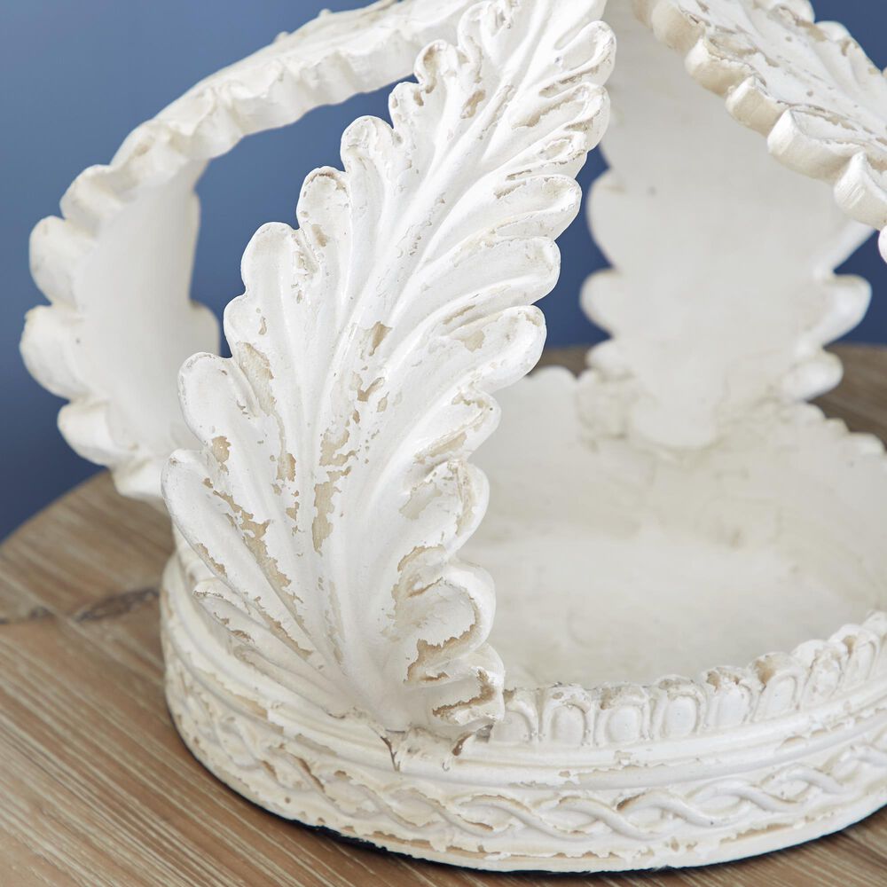 Maple and Jade Royal Crown Sculpture in Matte Antique White, , large