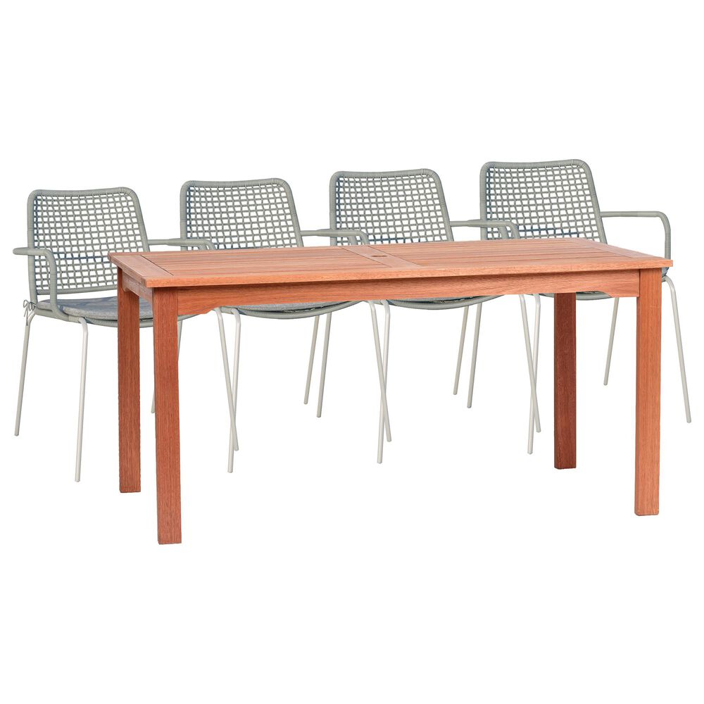 Amazonia 5-Piece Rectangular Patio Dining Set in Brown and Gray, , large