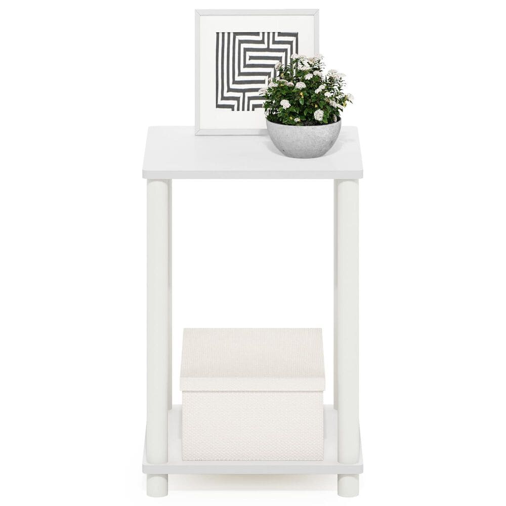 HOMLUX 2-Tier Turn-N-Tube End Table in White, , large