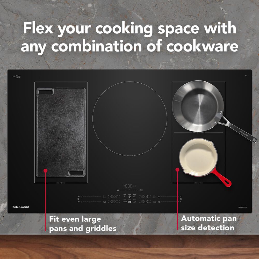 KitchenAid 2-Piece Kitchen Package with PrintShield Stainless Steel 30" Smart Double Wall Oven and Black 36" Induction Cooktop, , large