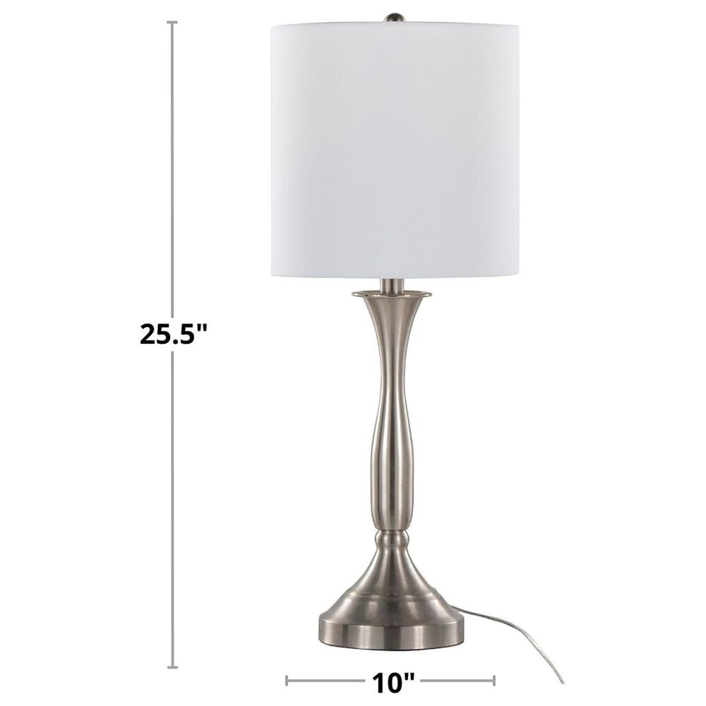 Grandview Gallery Sawyer 25&quot; Table Lamp with Light Grey Linen Shade in Brushed Nickel, , large