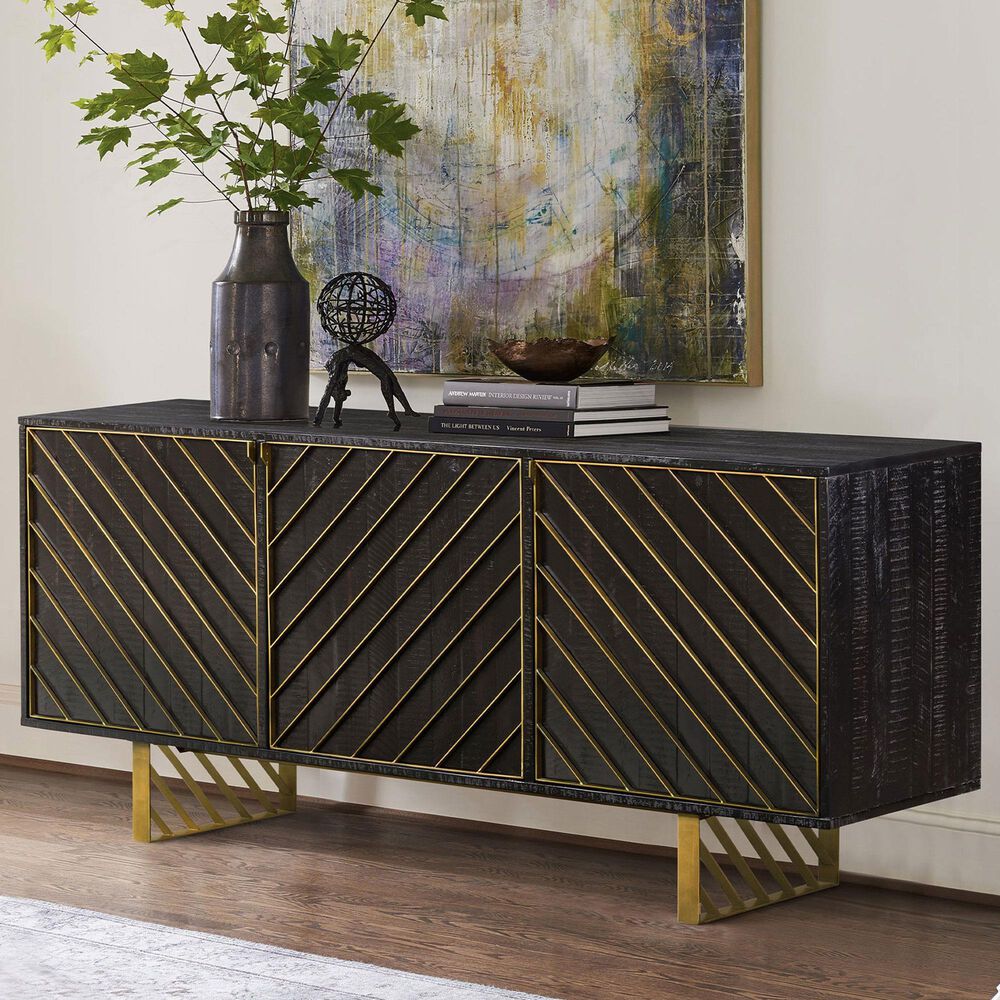 Blue River Monaco Sideboard in Black and Antique Gold, , large