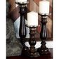 Maple and Jade Mango Wood Candle Holder in Dark Brown and Silver (Set of 3), , large