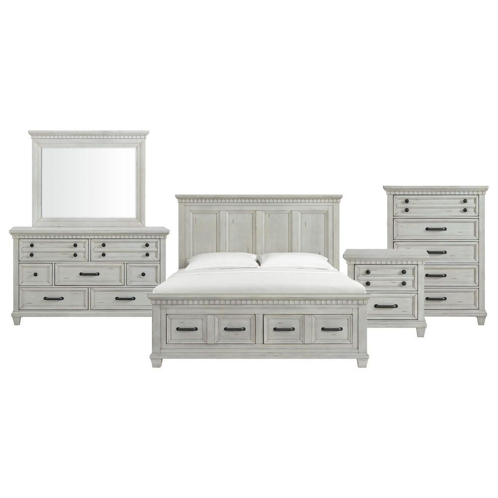 Mayberry Hill McCoy 5-Piece King Storage Bedroom Set in Antique White, , large