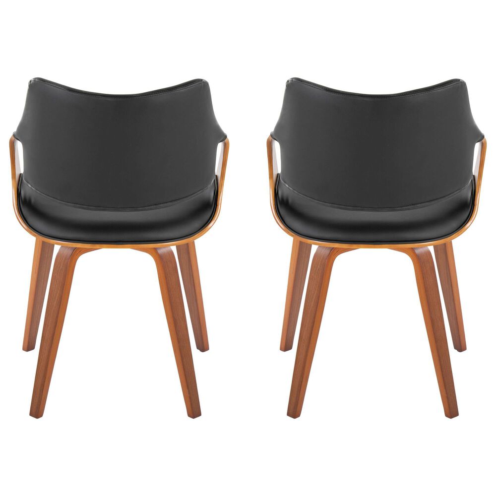 LumiSource Curvo Highback Contemporary Chair with Black Faux Leather Cushion in Walnut Wood (Set of 2), , large