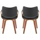 LumiSource Curvo Highback Contemporary Chair with Black Faux Leather Cushion in Walnut Wood (Set of 2), , large