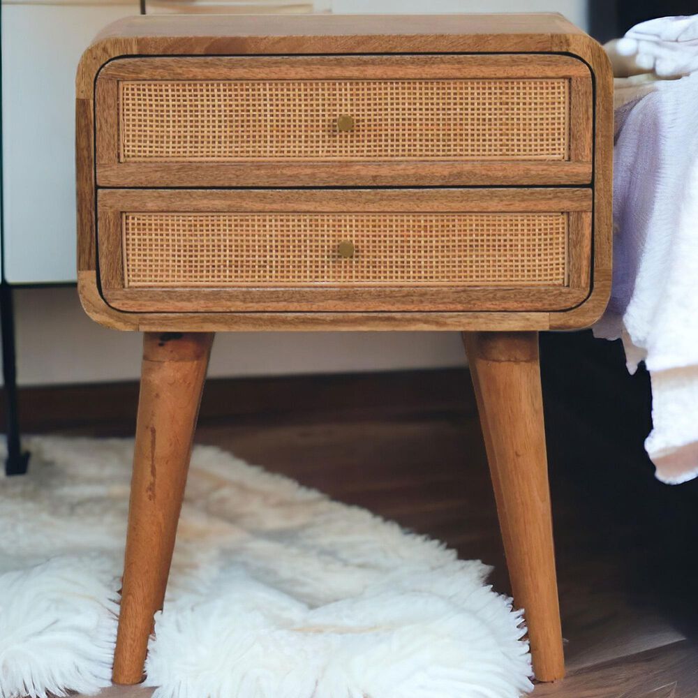 Hearth and Haven 2-Drawer Nightstand with Nordic Legs in Oak and Light Brown, , large