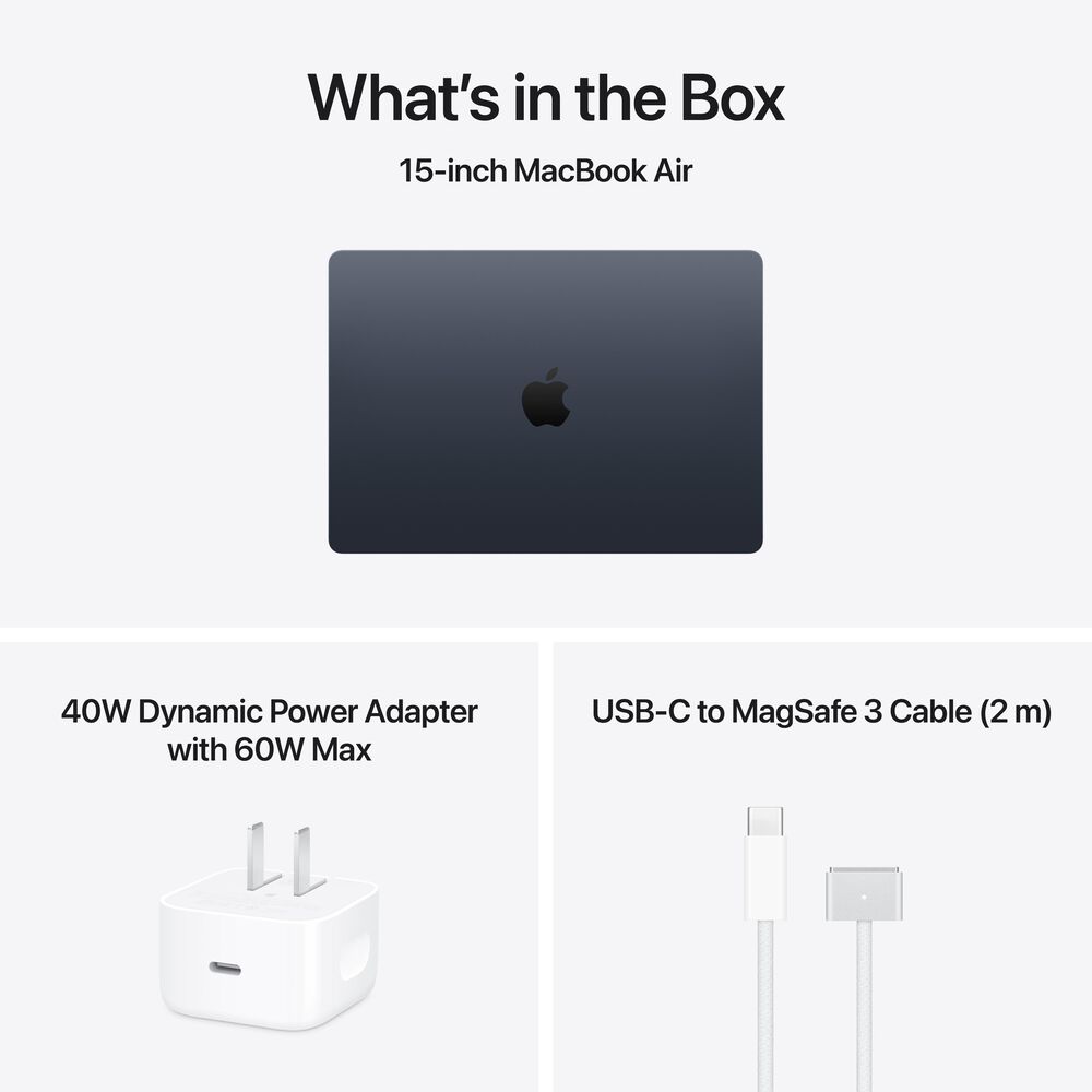 Apple MacBook Air 15-inch Laptop M5 chip - 10 Core CPU - 10 Core GPU - 24GB Memory - 1TB SSD - Midnight (Latest Model), , large