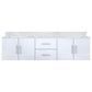 Lexora Home Geneva 72" Double Bathroom Vanity in Glossy White with 2 cm White Carrara Marble Top and Rectangular Sinks, , large