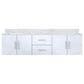 Lexora Home Geneva 72" Double Bathroom Vanity in Glossy White with 2 cm White Carrara Marble Top and Rectangular Sinks, , large