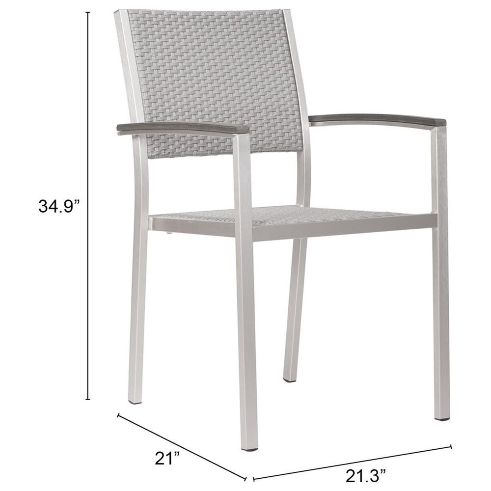 Zuo Modern Metropolitan Arm Chair in Silver &#40;Set of 2&#41;, , large