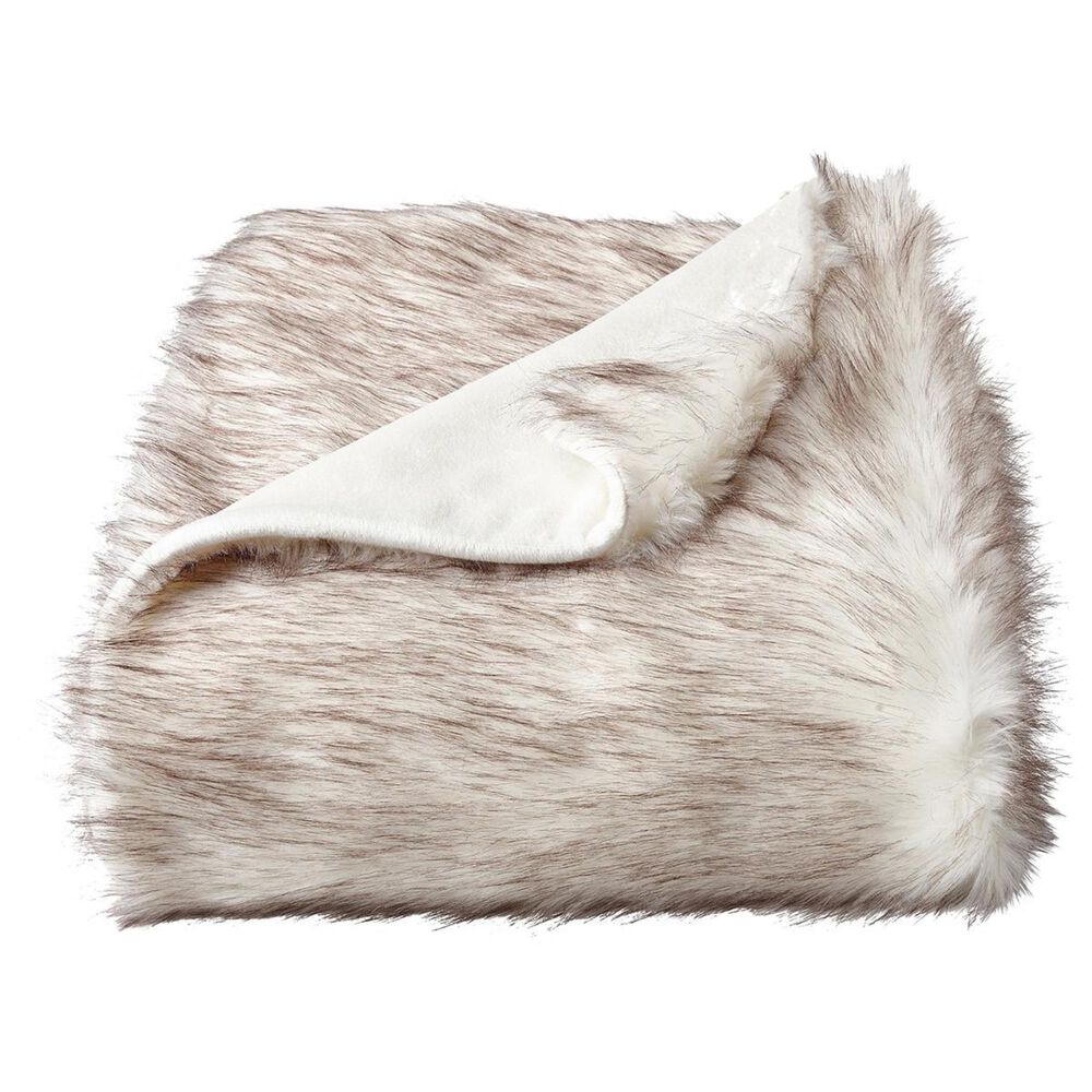 Timberlake Lavish Home Premium Faux Wolf Fur Blanket in Pearl White, , large