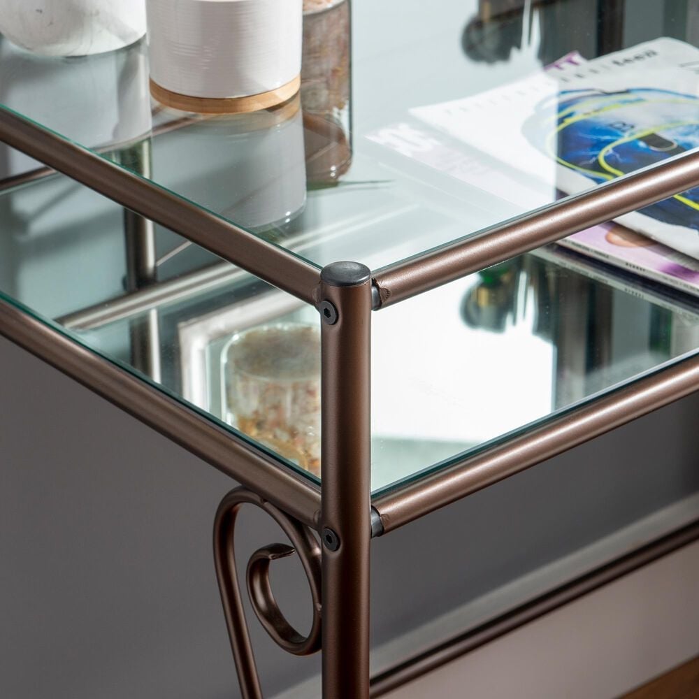 Linon Home Decor Clarisse Vanity with Stool in Bronze, , large