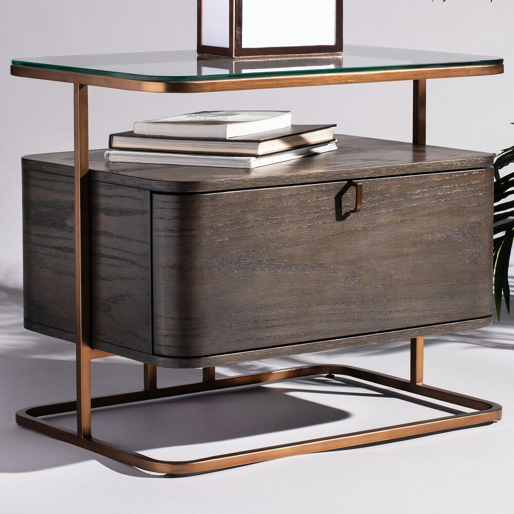 Safavieh Johnson 1 Drawer Nightstand in Dark Walnut, , large
