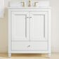 37B Claudine 30" Single Bathroom Vanity in Bright White with Glossy White Composite Stone Top and Backsplash, , large