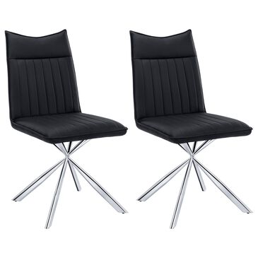 Monarch Specialties Pedestal Dining Chair with Black Cushion in Chrome (Set of 2), , large