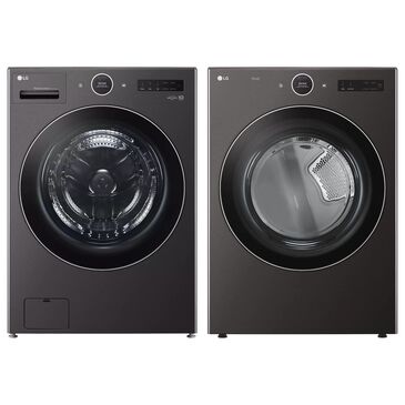 LG 5 Cu. Ft. Front Load Washer and 7.4 Cu. Ft. Smart Front Load Electric Dryer Laundry Pair in Black Steel, , large