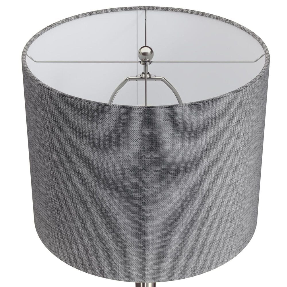 LumiSource Lenuxe 24" Metal Table Lamp with Grey Linen Shade in Brushed Nickel (Set of 2), , large