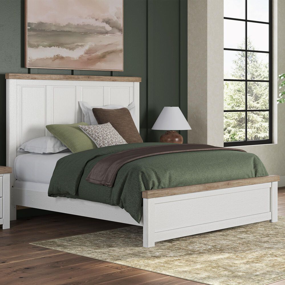 Ashley Savonport King Panel Bed in White and Brown, , large